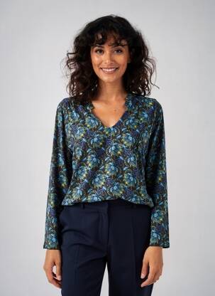 T-shirt imprimé fantaisie manches longues bleu LA FIANCÉE femme