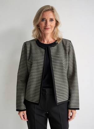 Veste casual col rond noir FRED SABATIER femme