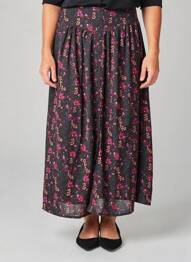 Jupe longue imprimé fantaisie noir ANGE femme
