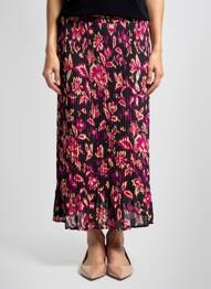 Jupe longue imprimé fantaisie noir HALOGENE femme