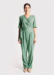 Combi-pantalon manches courtes manches courtes vert BETTY BARCLAY femme