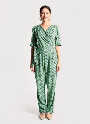 Combi-pantalon manches courtes manches courtes vert BETTY BARCLAY femme