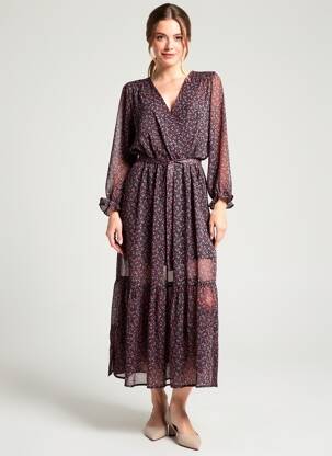 Robe longue manches longues manches longues noir LILI & LALA femme