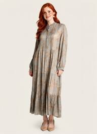 Robe longue imprimé fantaisie manches longues gris LAST QUEEN femme