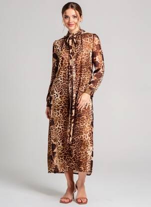 Robe longue tissage popeline manches longues marron BANDITAS FROM MARSEILLE femme