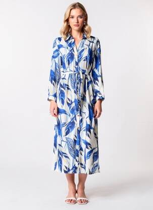 Robe longue manches longues manches longues bleu AKOZ DE TOI femme