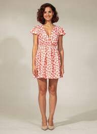Robe courte manches courtes manches courtes rouge MAELLE femme