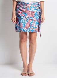Jupe courte fermeture zippée au dos bleu GRACIELA femme