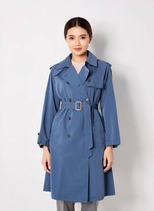 Trench coupe cintrée sans capuche bleu RALPH LAUREN femme