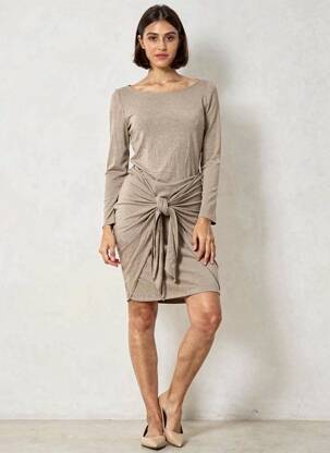 Robe mi-longue manches longues manches longues beige RALPH LAUREN femme