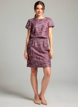 Robe mi-longue imprimé fantaisie manches courtes violet BROOKS BROTHERS femme