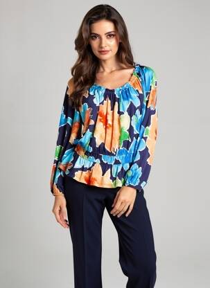 Blouse imprimé fantaisie manches longues bleu RALPH LAUREN femme