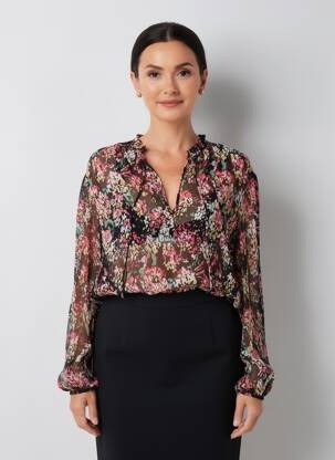Blouse légère et transparente manches longues noir COMPTOIR DES COTONNIERS femme