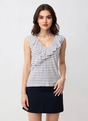Top imprimé fantaisie sans manche noir RALPH LAUREN femme