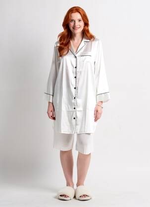 Chemise de nuit manches longues blanc CHRISTIAN CANE femme