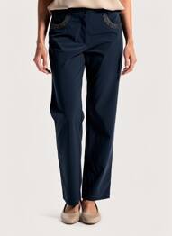 Pantalon droit stretch taille normale bleu PLATINE COLLECTION femme