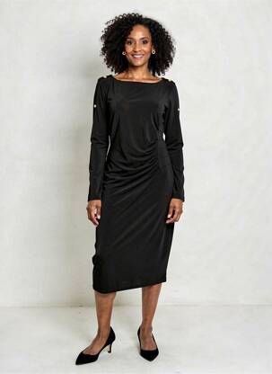 Robe mi-longue manches longues manches longues noir JOSEPH RIBKOFF femme