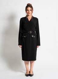 Robe mi-longue manches longues manches longues noir JOSEPH RIBKOFF femme