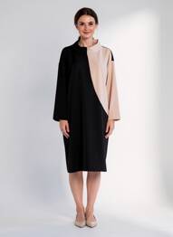 Robe mi-longue manches longues manches longues noir JOSEPH RIBKOFF femme