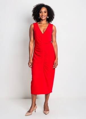 Robe mi-longue sans manche sans manche rouge JOSEPH RIBKOFF femme
