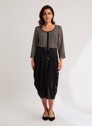 Robe mi-longue manches 3/4 manches 3/4 noir JOSEPH RIBKOFF femme