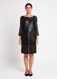Robe courte manches longues manches longues noir JOSEPH RIBKOFF femme