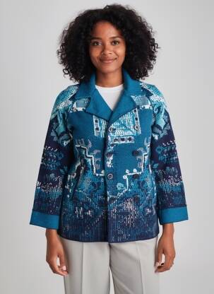 Veste casual col tailleur bleu IVKO femme