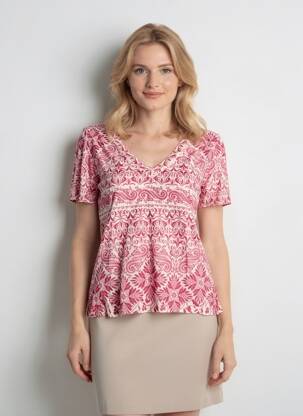 Pull coupe cintrée manches courtes rose IVKO femme