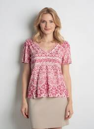 Pull coupe cintrée manches courtes rose IVKO femme