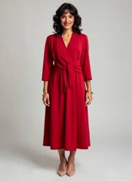 Robe mi-longue manches 3/4 manches 3/4 rouge JOSEPH RIBKOFF femme