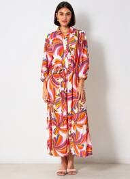 Robe longue coupe fluide manches 3/4 orange YESS. femme