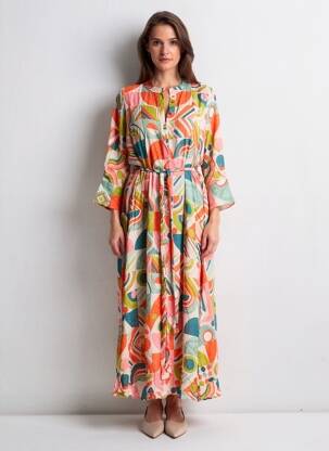 Robe longue manches longues manches longues rouge IVKO femme