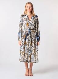 Robe mi-longue manches longues manches longues marron CATNOIR femme
