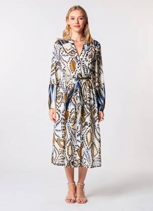 Robe mi-longue manches longues manches longues marron CATNOIR femme
