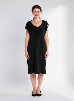 Robe mi-longue manches courtes manches courtes noir JOSEPH RIBKOFF femme