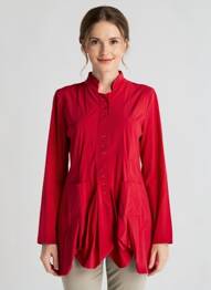 Veste casual col rond rouge INDIES femme