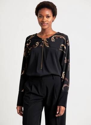 T-shirt imprimé fantaisie manches longues noir JOSEPH RIBKOFF femme