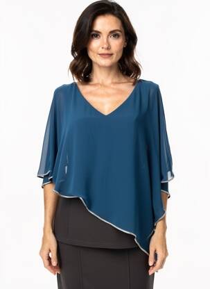 Top stretch manches courtes bleu JOSEPH RIBKOFF femme