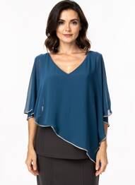 Top stretch manches courtes bleu JOSEPH RIBKOFF femme