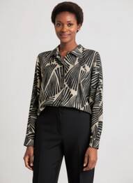 Chemisier imprimé fantaisie manches longues noir INDIES femme