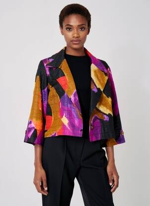 Veste casual col tailleur noir JOSEPH RIBKOFF femme