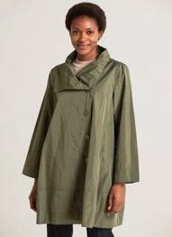 Imperméable manches longues sans capuche vert JOSEPH RIBKOFF femme
