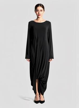 Robe longue manches longues manches longues noir JOSEPH RIBKOFF femme