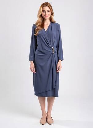 Robe mi-longue manches 3/4 manches 3/4 gris JOSEPH RIBKOFF femme