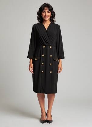 Robe mi-longue manches 3/4 manches 3/4 noir JOSEPH RIBKOFF femme