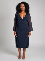 Robe mi-longue manches 3/4 manches 3/4 bleu JOSEPH RIBKOFF femme