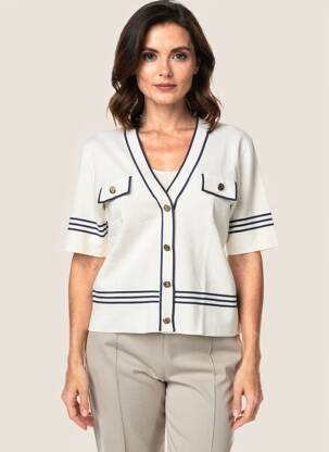 Gilet manches courtes fermeture boutonnée sur le devant beige LOLA CASADEMUNT femme
