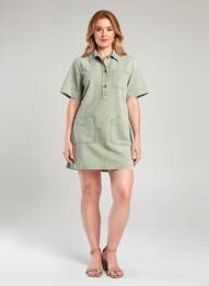 Robe courte manches courtes manches courtes gris FEELKOO femme