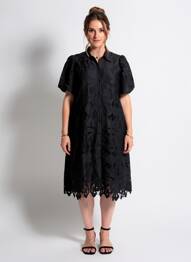 Robe mi-longue manches courtes manches courtes noir SENES femme