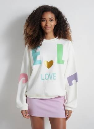 Sweat-shirt sérigraphie manches longues blanc CIAO MILANO femme